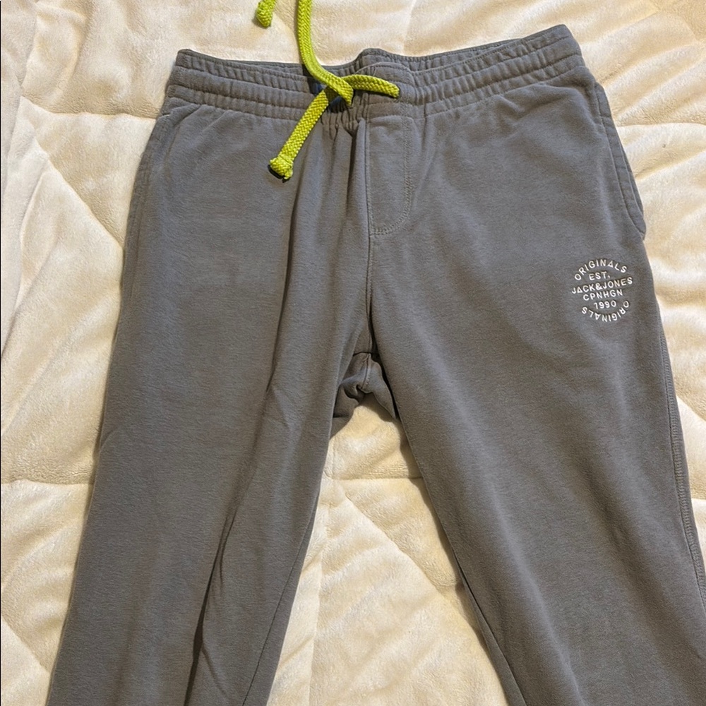 Gray Joggers with Yellow Drawstring
